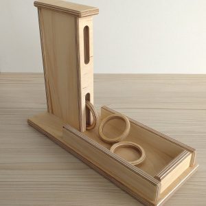 Montessori Toddler Box with Returning Discs Object Permanence, Wood Toy