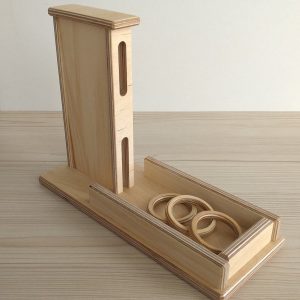 Montessori Toddler Box with Returning Discs Object Permanence, Wood Toy