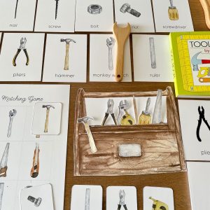 Montessori Tools Learning Pack Printable Flashcards, Three-Part Cards, and Matching Activities for Toddlers