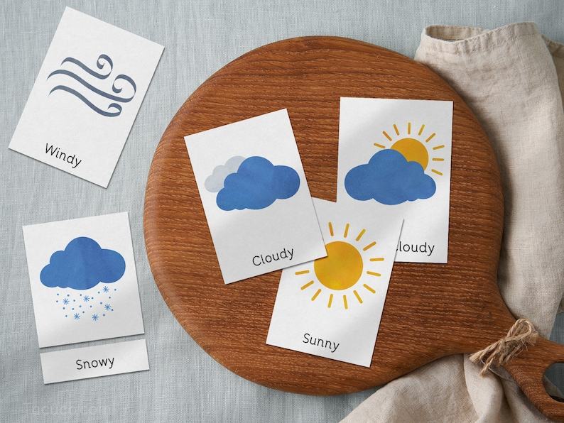 Montessori Weather Cards Explore the Wonders of Nature with Interactive Flashcards