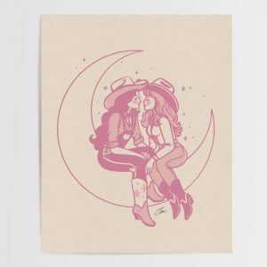 Moonstruck Retro Cowgirl Gicle Print | Vintage Western Wall Art