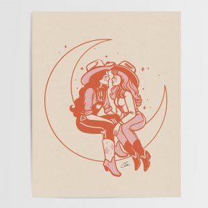 Moonstruck Retro Cowgirl Gicle Print | Vintage Western Wall Art