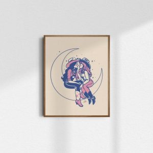 Moonstruck Retro Cowgirl Gicle Print | Vintage Western Wall Art