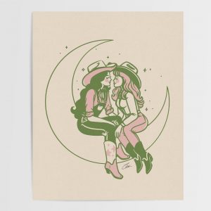Moonstruck Retro Cowgirl Gicle Print | Vintage Western Wall Art