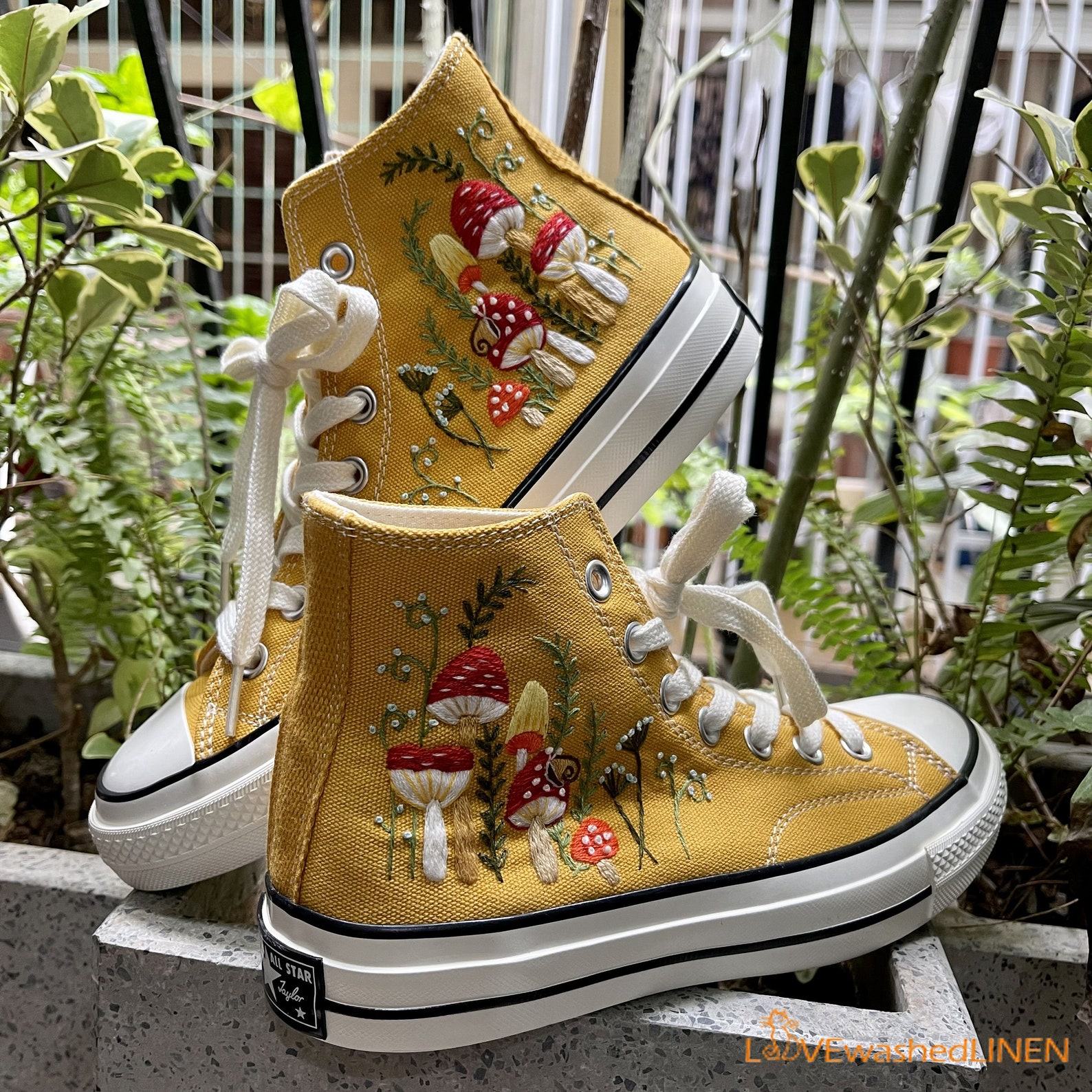 Mushrooms Embroidered Converse Unleash Your Inner Mycologist with Custom Chuck Taylors