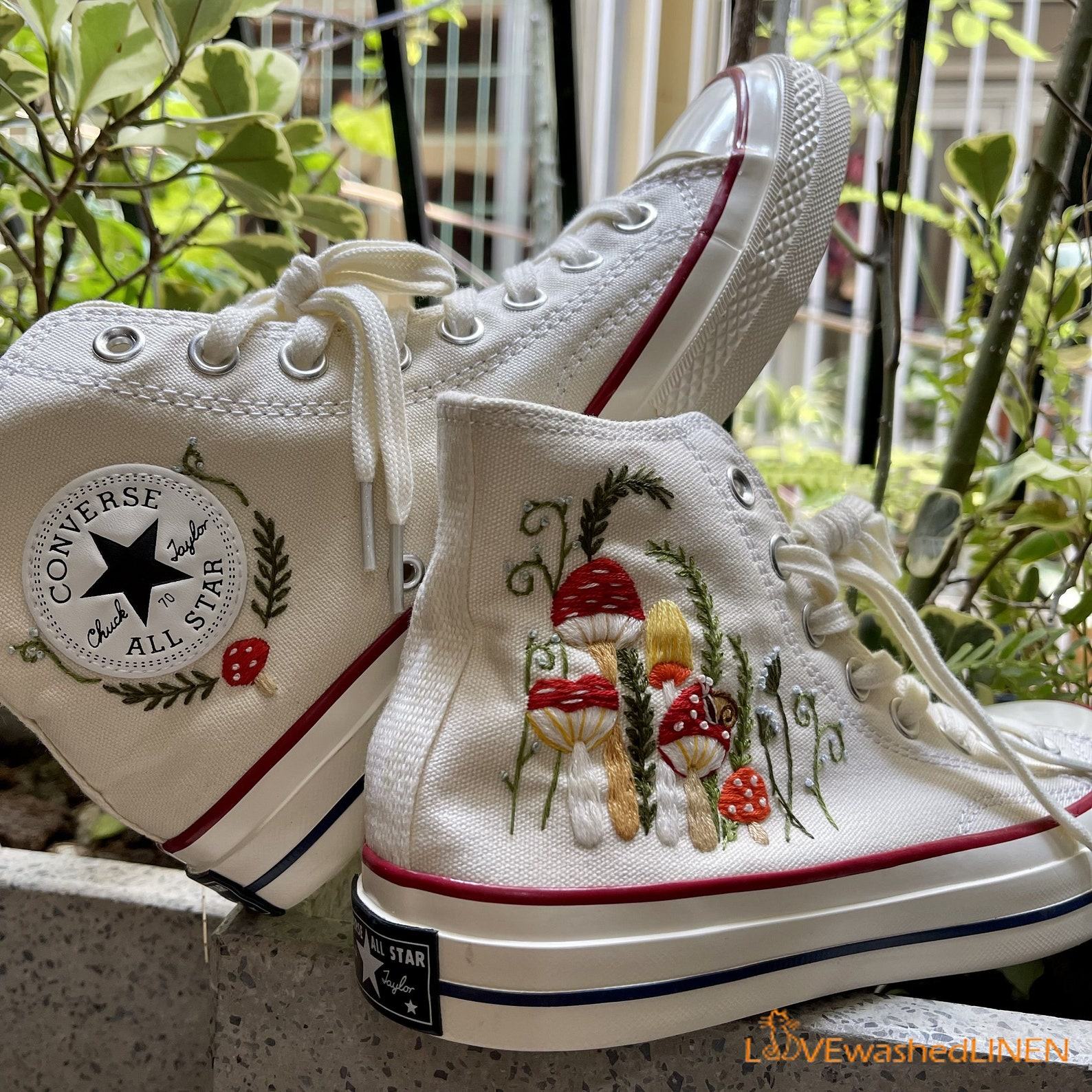 Mushrooms Embroidered Converse Unleash Your Inner Mycologist with Custom Chuck Taylors