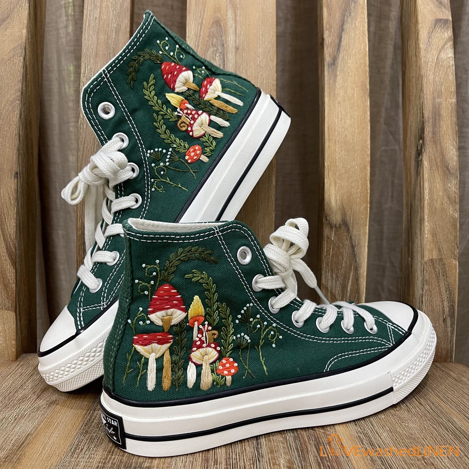 Mushrooms Embroidered Converse Unleash Your Inner Mycologist with Custom Chuck Taylors