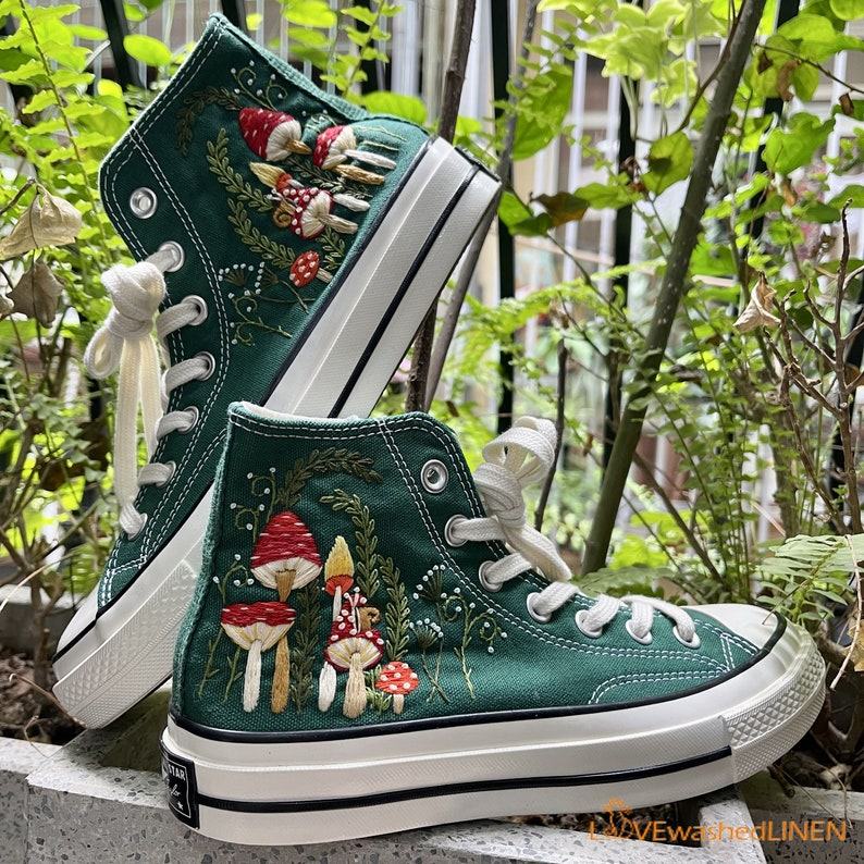 Mushrooms Embroidered Converse Unleash Your Inner Mycologist with Custom Chuck Taylors