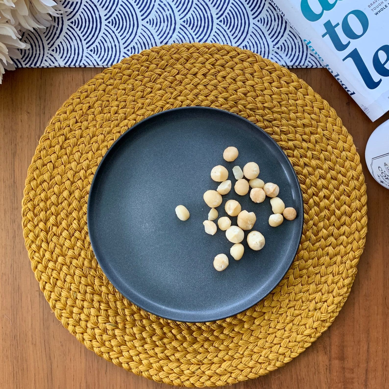 Mustard-Hued Round Placemats Handcrafted Heat-Resistant Straw Wicker Mats for Dining Elegance