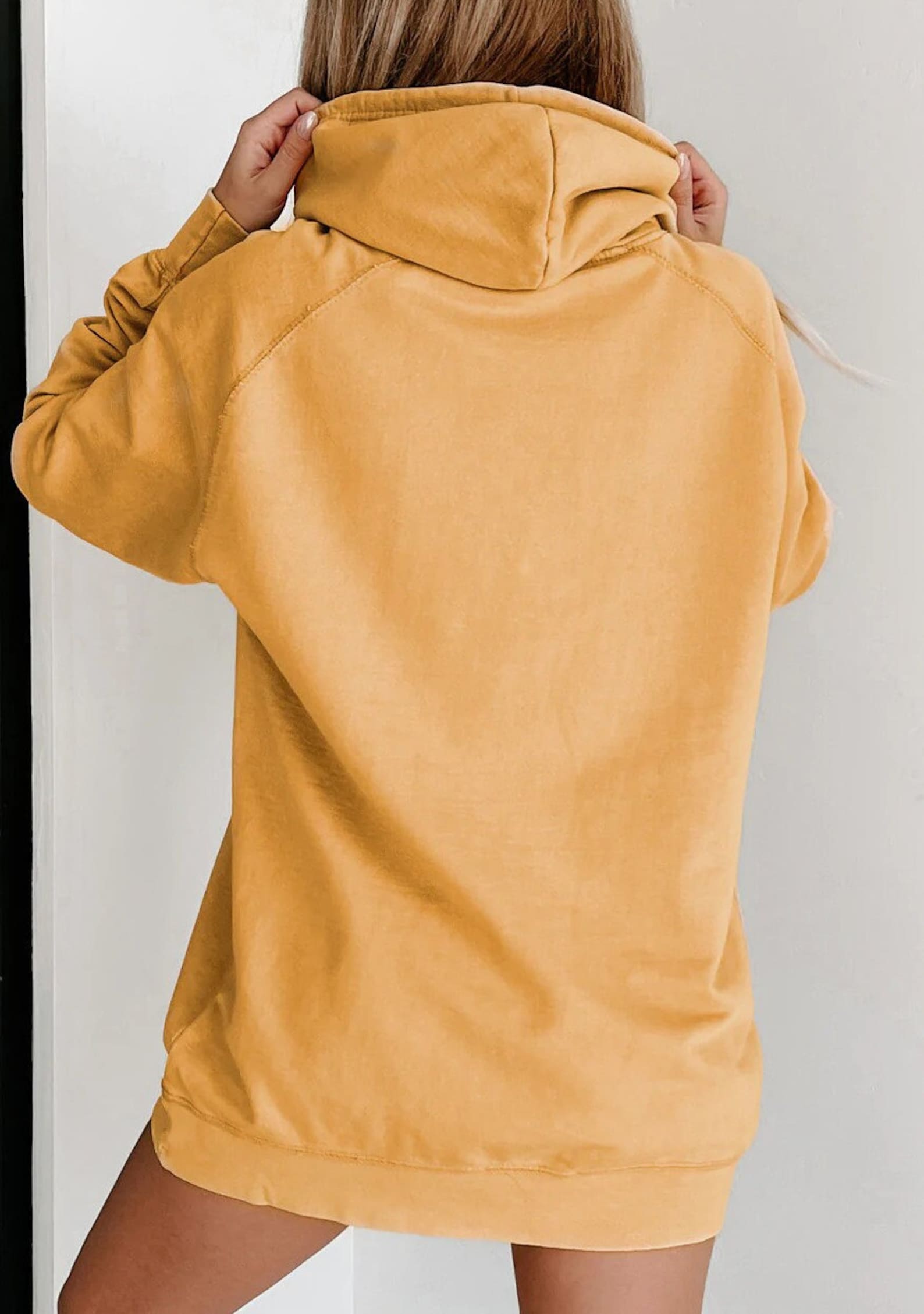 Mustard Yellow Raglan Hoodie A Timeless Fusion of Vintage and Modern - Image 4