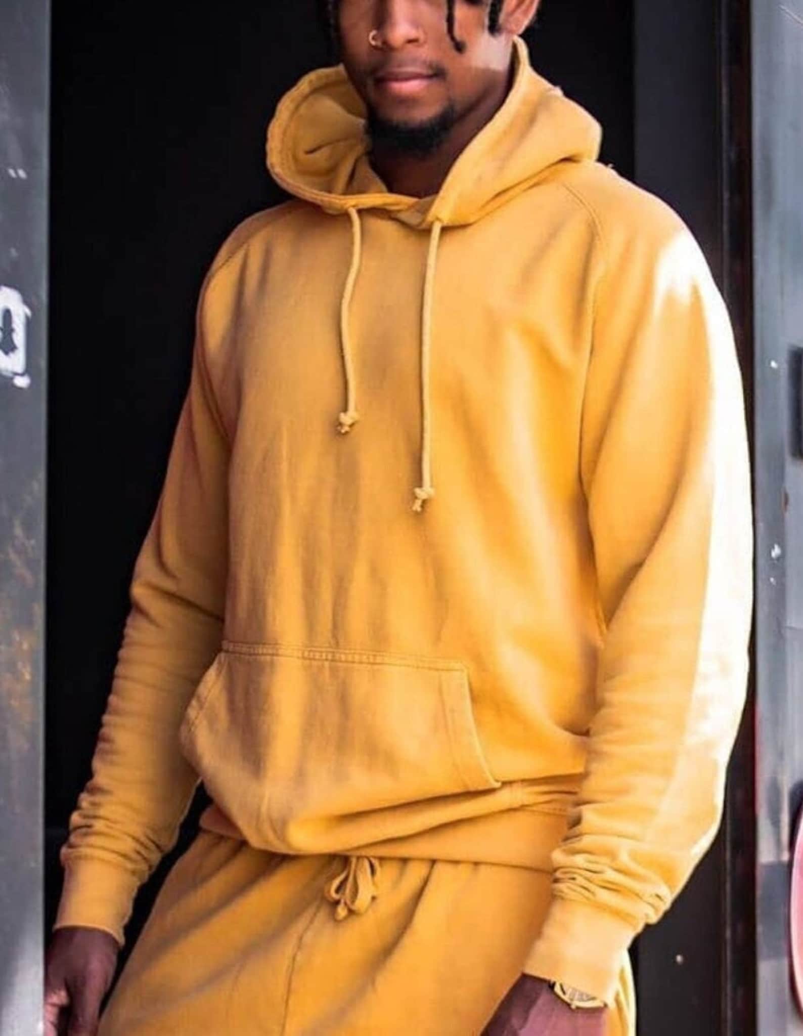 Mustard Yellow Raglan Hoodie A Timeless Fusion of Vintage and Modern - Image 3