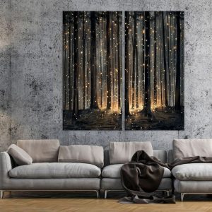 Mystical Firefly Forest Canvas Print Illuminate Your Home with Enchanted Ambiance