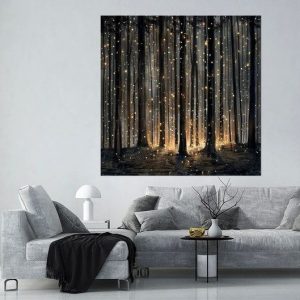 Mystical Firefly Forest Canvas Print Illuminate Your Home with Enchanted Ambiance