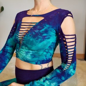 Mystical Purple Jade Hand-Dyed Yoga Crop Top and Fire Hula Hoop for Flowing Grace