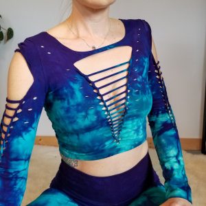 Mystical Purple Jade Hand-Dyed Yoga Crop Top and Fire Hula Hoop for Flowing Grace