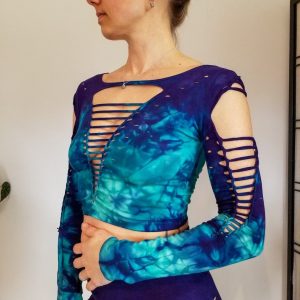 Mystical Purple Jade Hand-Dyed Yoga Crop Top and Fire Hula Hoop for Flowing Grace