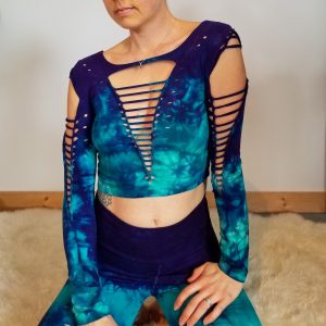 Mystical Purple Jade Hand-Dyed Yoga Crop Top and Fire Hula Hoop for Flowing Grace