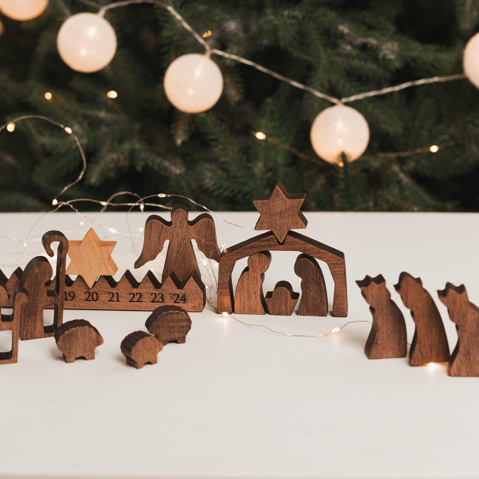 Nativity Advent Calendar  Handmade Wooden Countdown to Christmas – Kids Activity & Home Decor