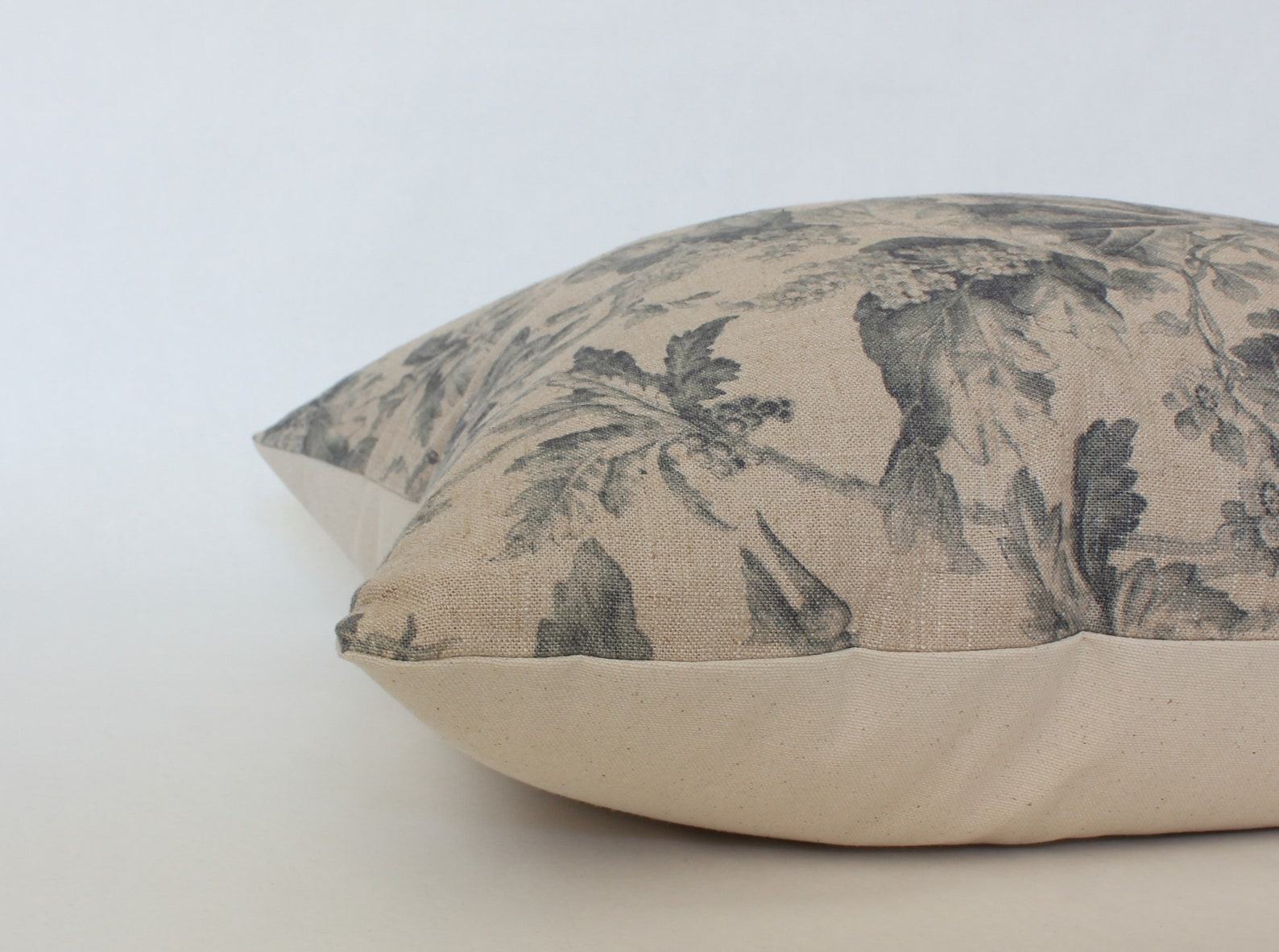 Nature’s Embrace Designer Floral Pillow in Beige, Gray, and Tan - Image 3