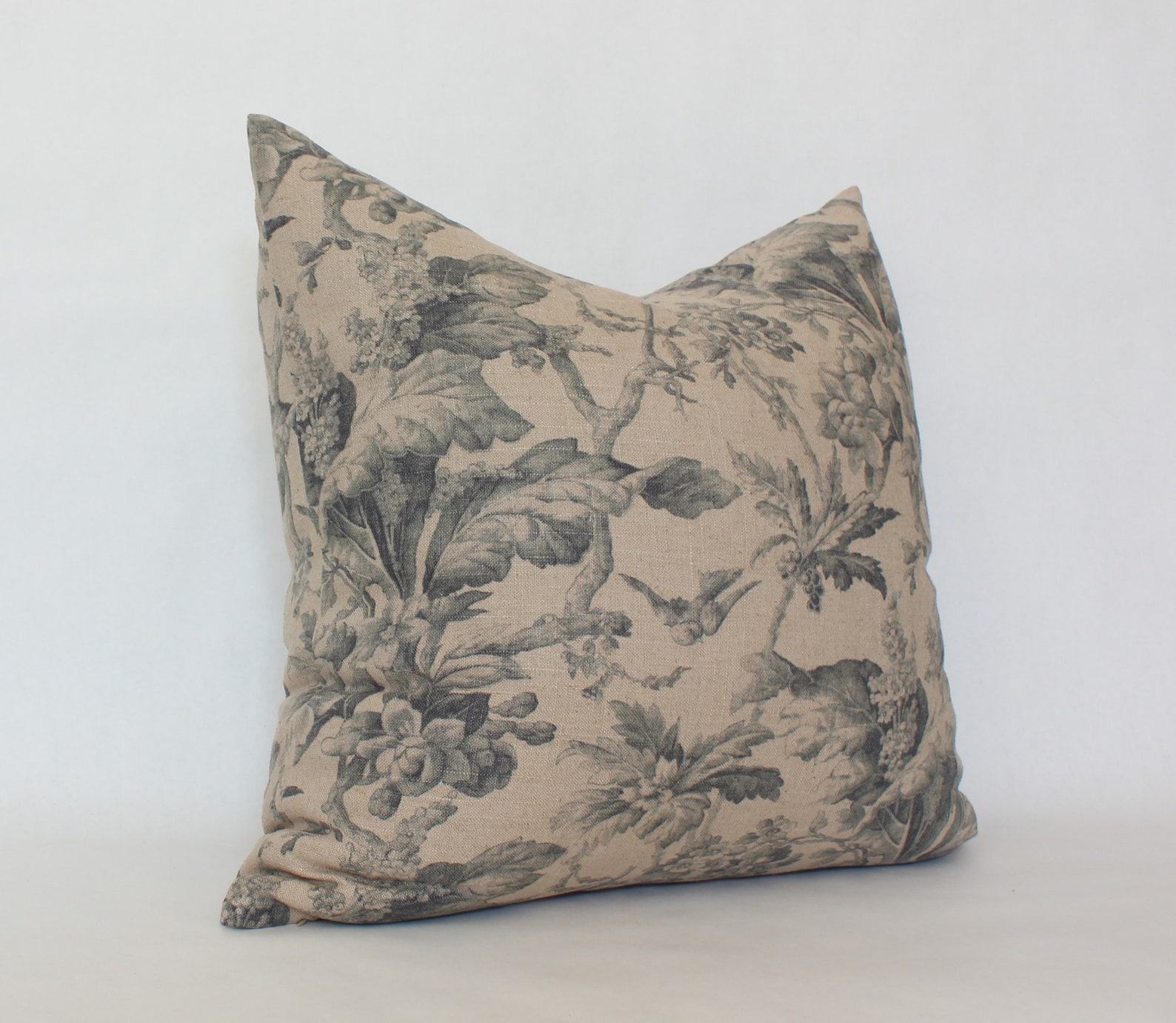 Nature’s Embrace Designer Floral Pillow in Beige, Gray, and Tan - Image 4