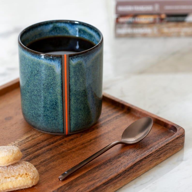 Nature’s Embrace Rustic Green Tea or Coffee Cup for Yoga and Motherhood