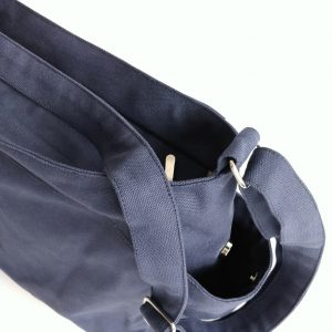 Navy Blue Canvas Hobo Diaper Bag with Zipper Vegan Travel Messenger Bag, Personalized Baby Shower Item Set – No. 101 RENEE