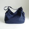 Navy Blue Canvas Hobo Diaper Bag with Zipper Vegan Travel Messenger Bag, Personalized Baby Shower Item Set – No. 101 RENEE