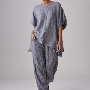 NO.246 Women’s Minimalist Loose Kaftan Top Effortless Comfort in Natural Fibers