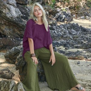NO.246 Women’s Minimalist Loose Kaftan Top Effortless Comfort in Natural Fibers