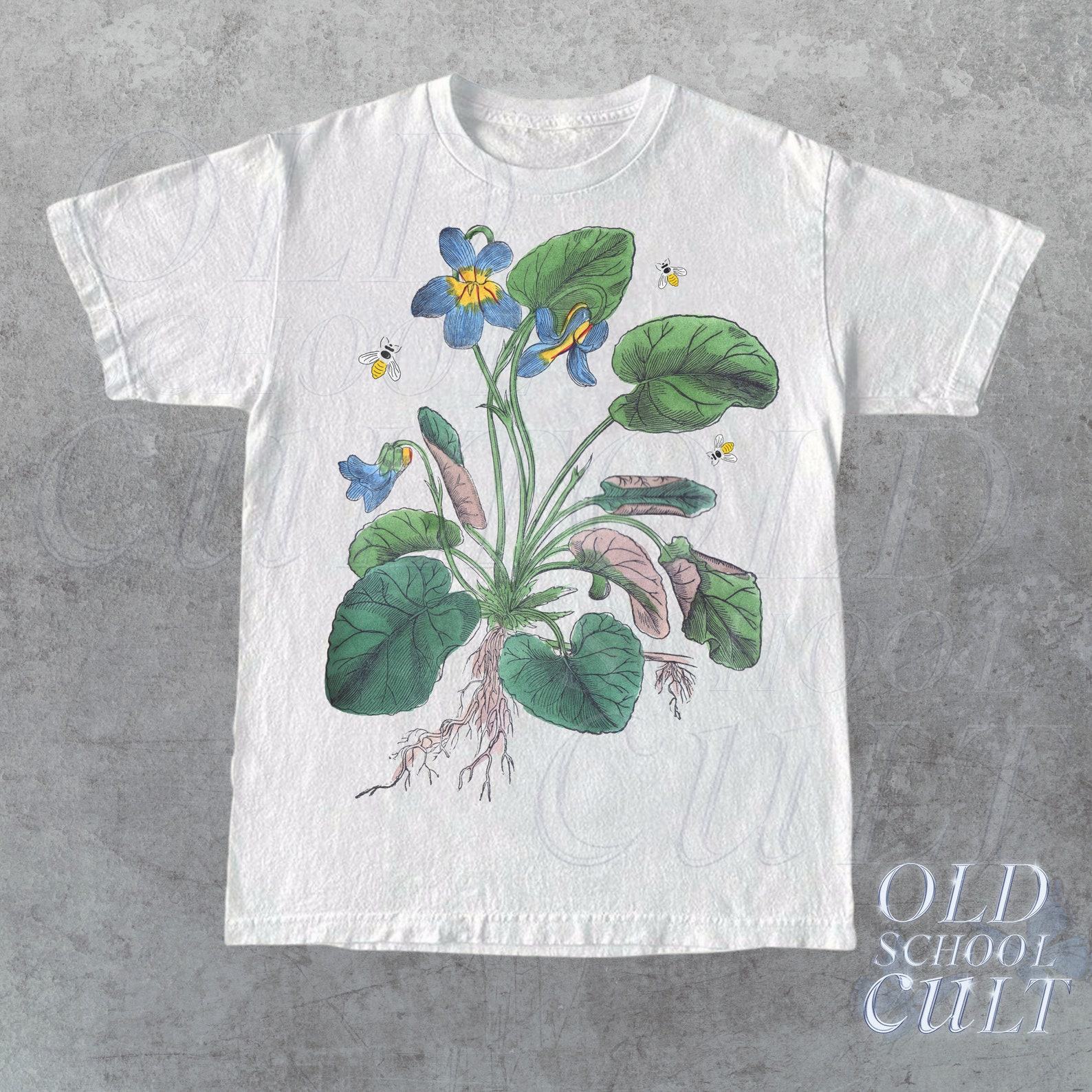 Nostalgic 90s Floral Paradise Retro Botanical Tee for Nature Lovers