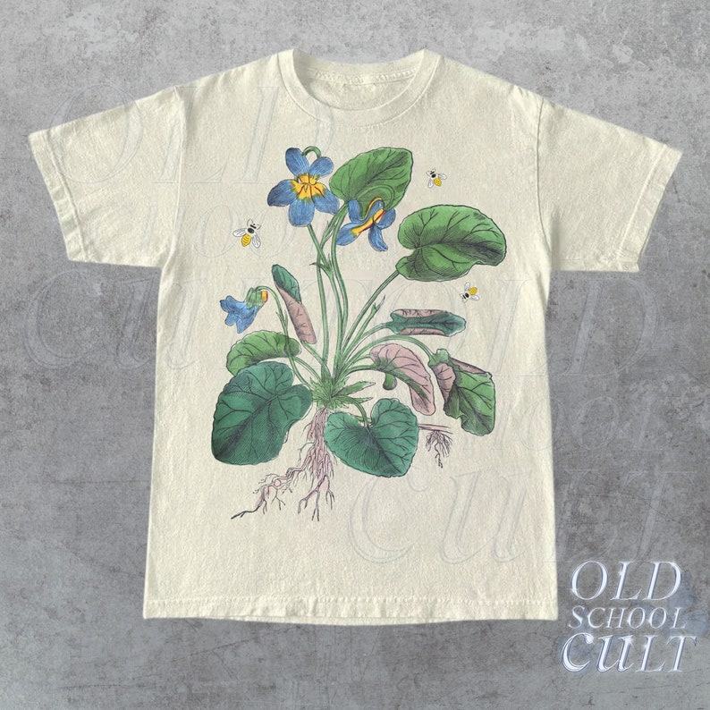 Nostalgic 90s Floral Paradise Retro Botanical Tee for Nature Lovers