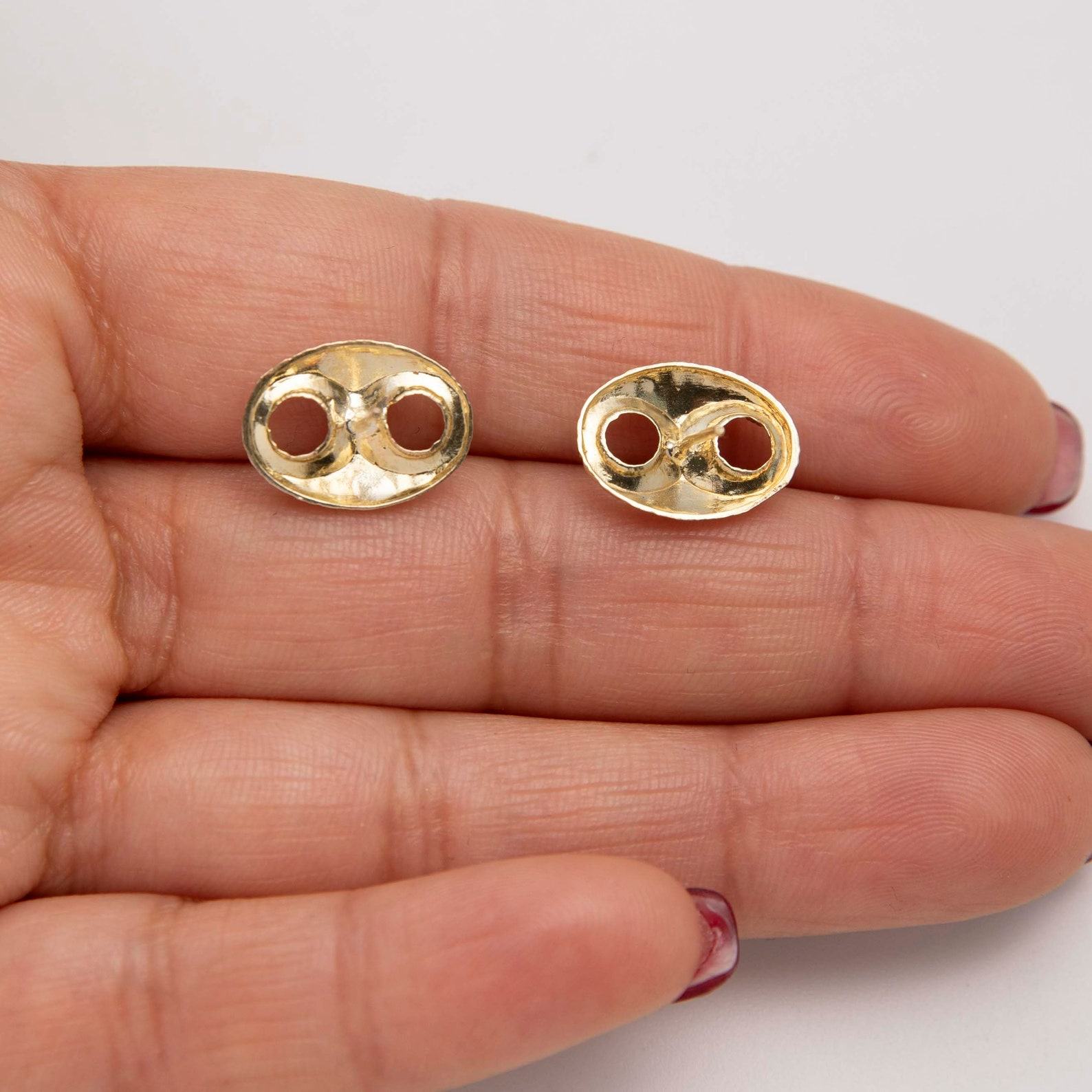 Nugget Design Puffed Mariner Link Stud Earrings in 10K Yellow Gold A Timeless Treasure for Everyday Elegance