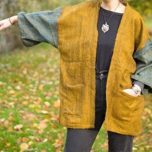 OCHRE Yak Wool Kimono Unisex Hippie Boho Robe from Nepal for Warmth and Style