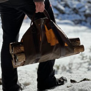 Oilskin and Leather LOG CARRIER The Ultimate Firewood Carrier for Bushcraft and Outdoor Enthusiasts