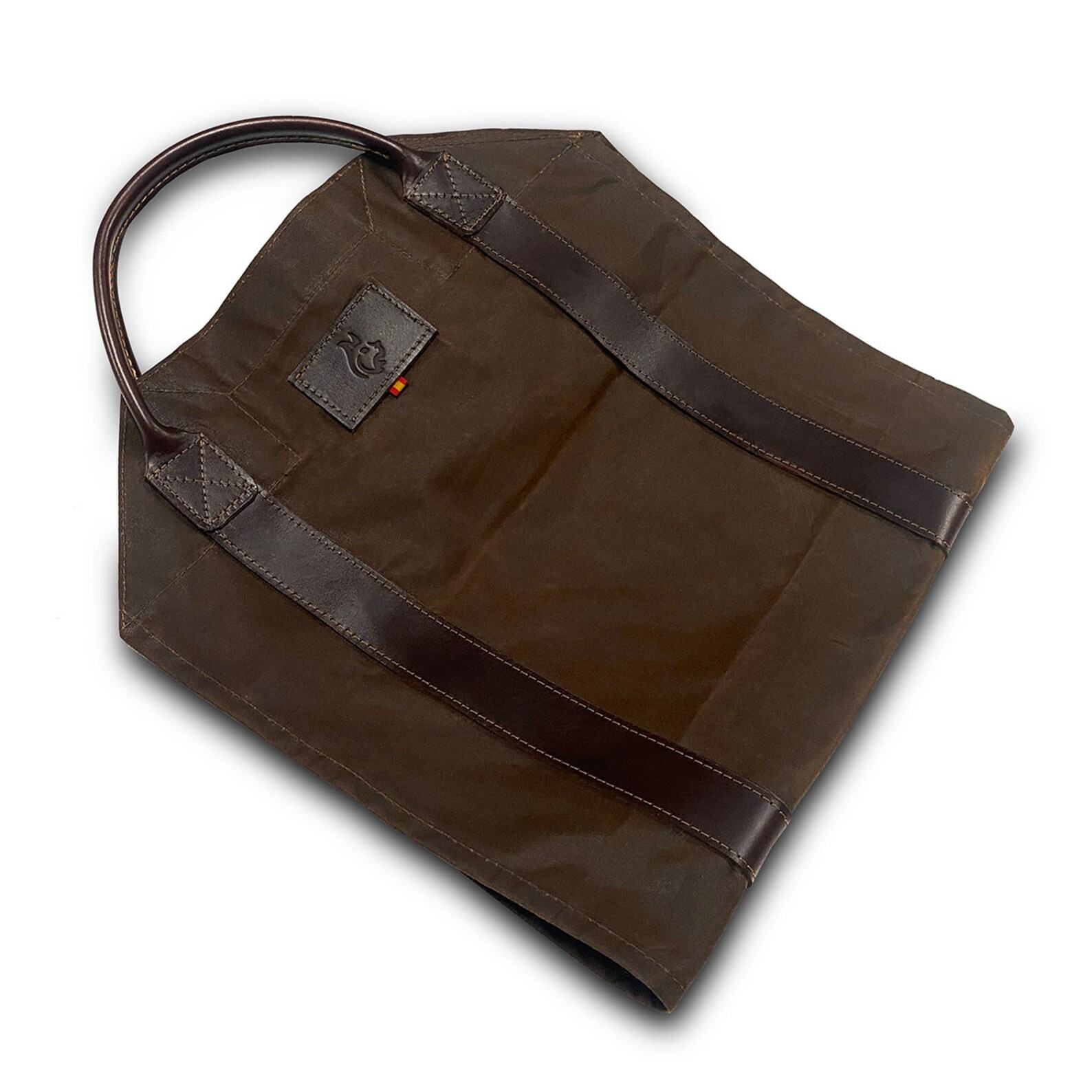 Oilskin and Leather LOG CARRIER The Ultimate Firewood Carrier for Bushcraft and Outdoor Enthusiasts