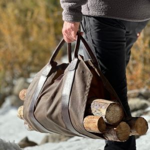 Oilskin and Leather LOG CARRIER The Ultimate Firewood Carrier for Bushcraft and Outdoor Enthusiasts