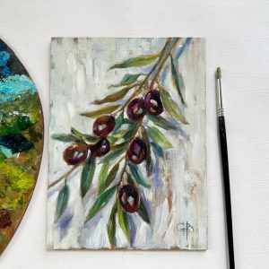 Olive Branch Original Oil Painting Vibrant Kitchen Art for Your Dining Room or Farmhouse