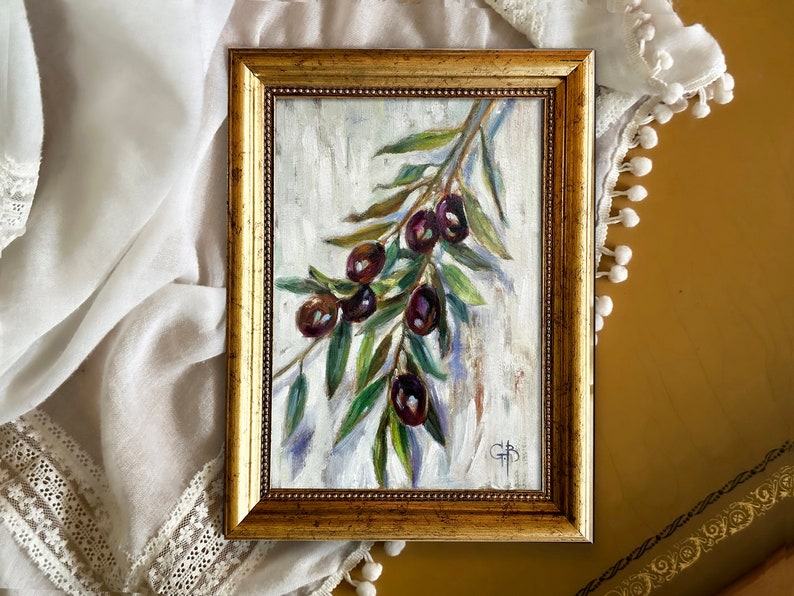 Olive Branch Original Oil Painting Vibrant Kitchen Art for Your Dining Room or Farmhouse