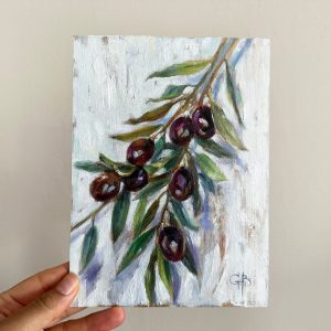 Olive Branch Original Oil Painting Vibrant Kitchen Art for Your Dining Room or Farmhouse