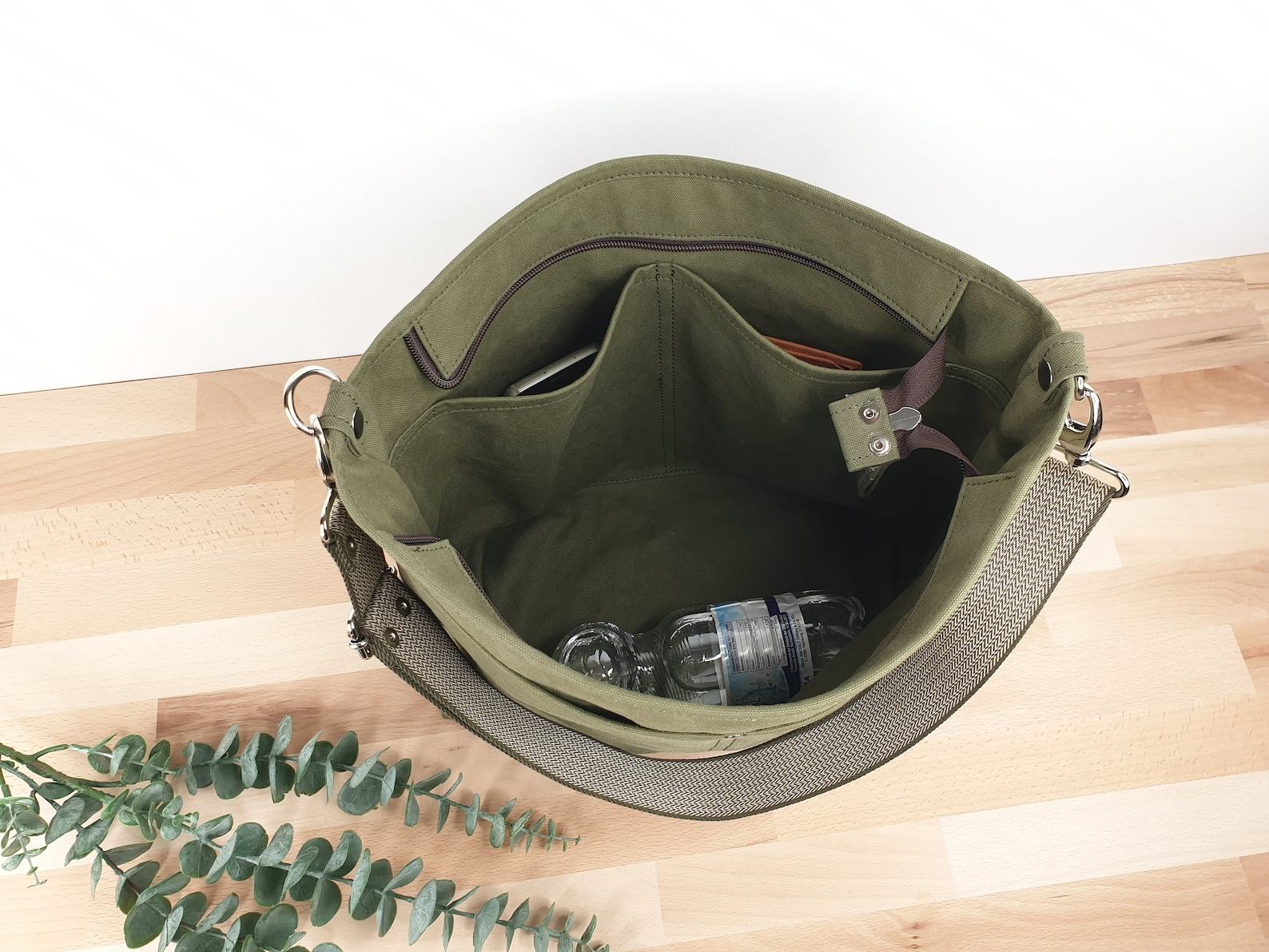 Olive Canvas Crossbody Bag Lightweight, Comfortable, and Stylish - Image 4