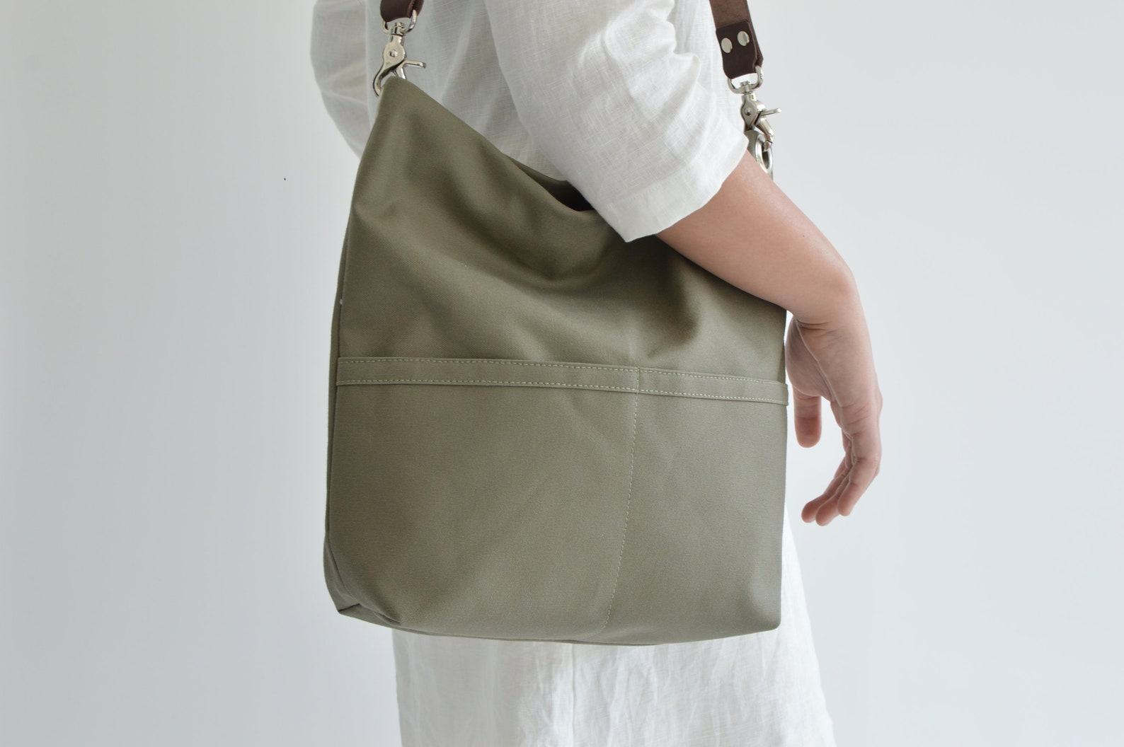 Olive Canvas Hobo Tote The Perfect Everyday Bag for Women - Image 4