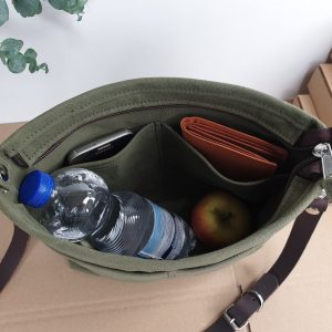 Olive Green Canvas Shoulder Bag Lightweight and Stylish for Women and Girls