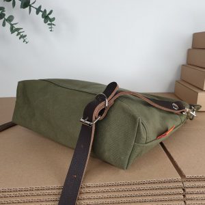Olive Green Canvas Shoulder Bag Lightweight and Stylish for Women and Girls