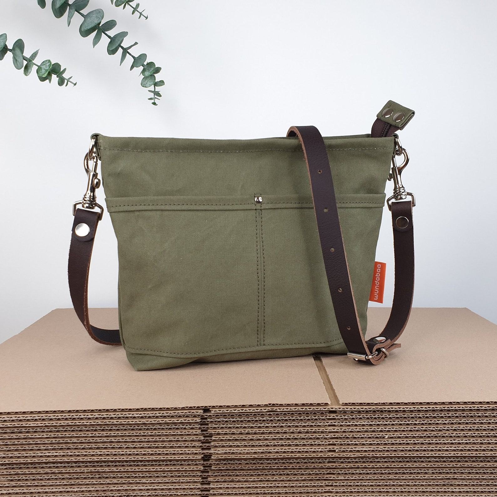 Olive Green Canvas Shoulder Bag Lightweight and Stylish for Women and Girls