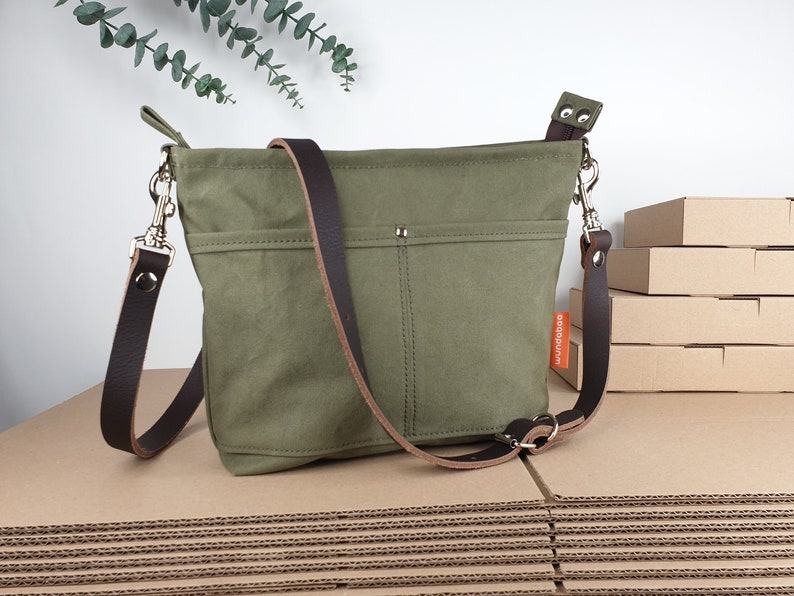 Olive Green Canvas Shoulder Bag Lightweight and Stylish for Women and Girls