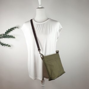Olive Green Canvas Shoulder Bag Lightweight and Stylish for Women and Girls