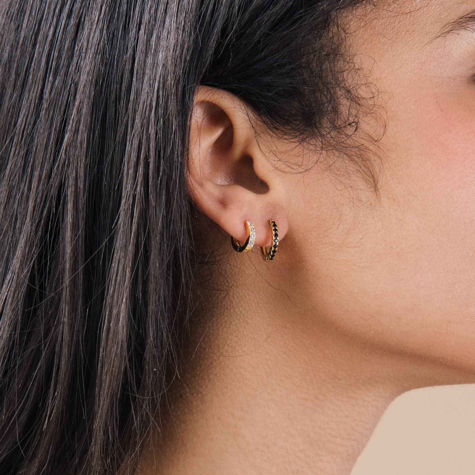 Onyx Huggie Hoops Minimalist Black Diamond Earrings for a Timeless Item (ER104)