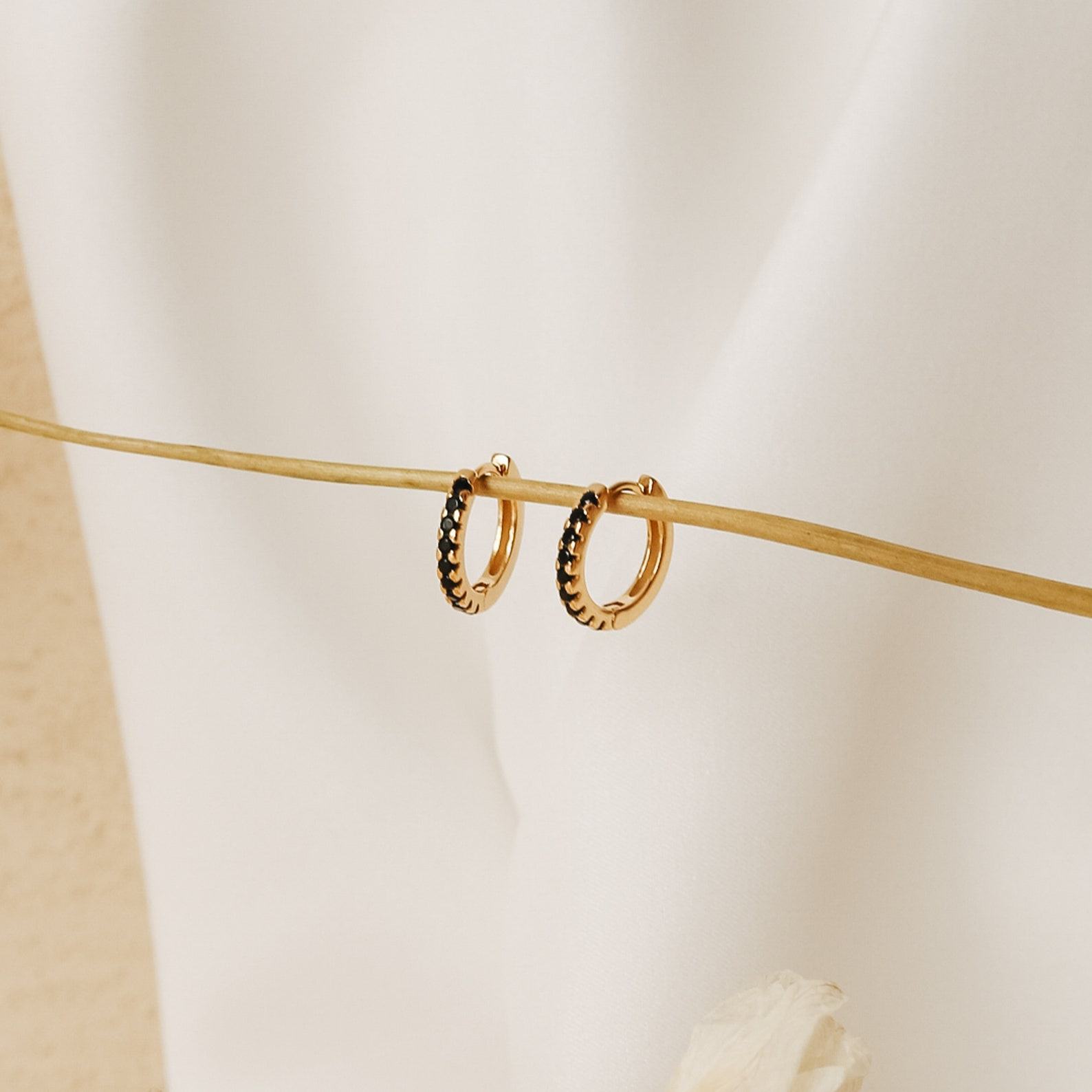 Onyx Huggie Hoops Minimalist Black Diamond Earrings for a Timeless Item (ER104)