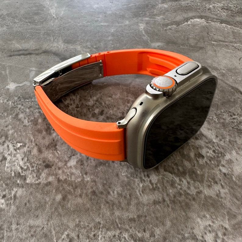 Orange Silicone Rubber OYSTERFLEX Watch Strap Band Compatible with Apple Watch Ultra 1 2 49mm