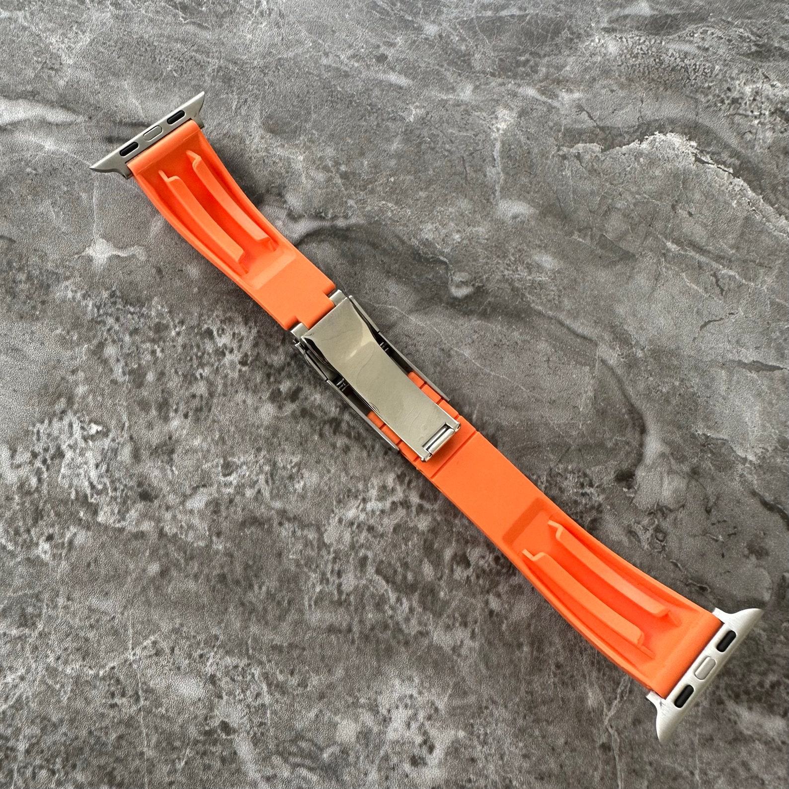 Orange Silicone Rubber OYSTERFLEX Watch Strap Band Compatible with Apple Watch Ultra 1 2 49mm
